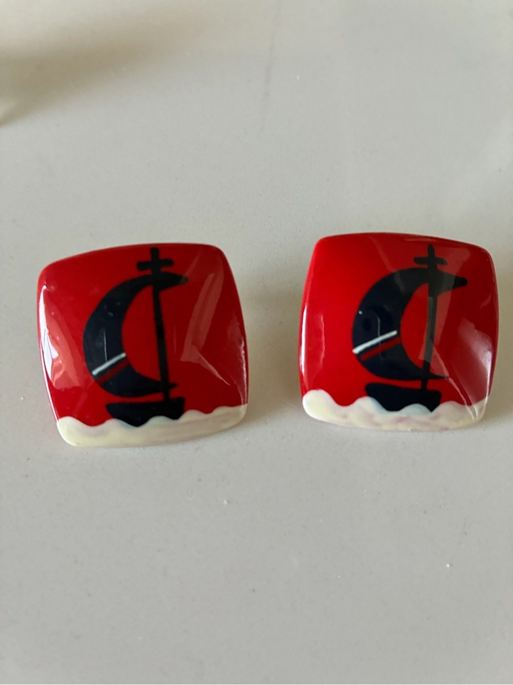 Vintage Nautical Sailboat Statement Earrings